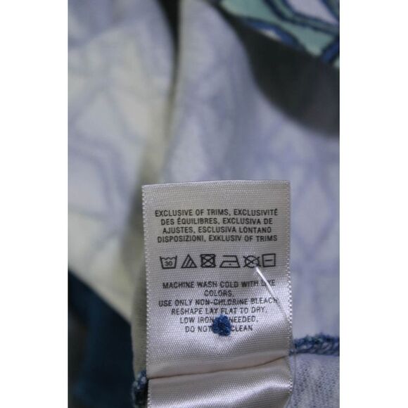 Maeve Anthropologie Womens Geometric Print V Neck A Line Dress Green Blue Size 1 - Picture 6 of 7